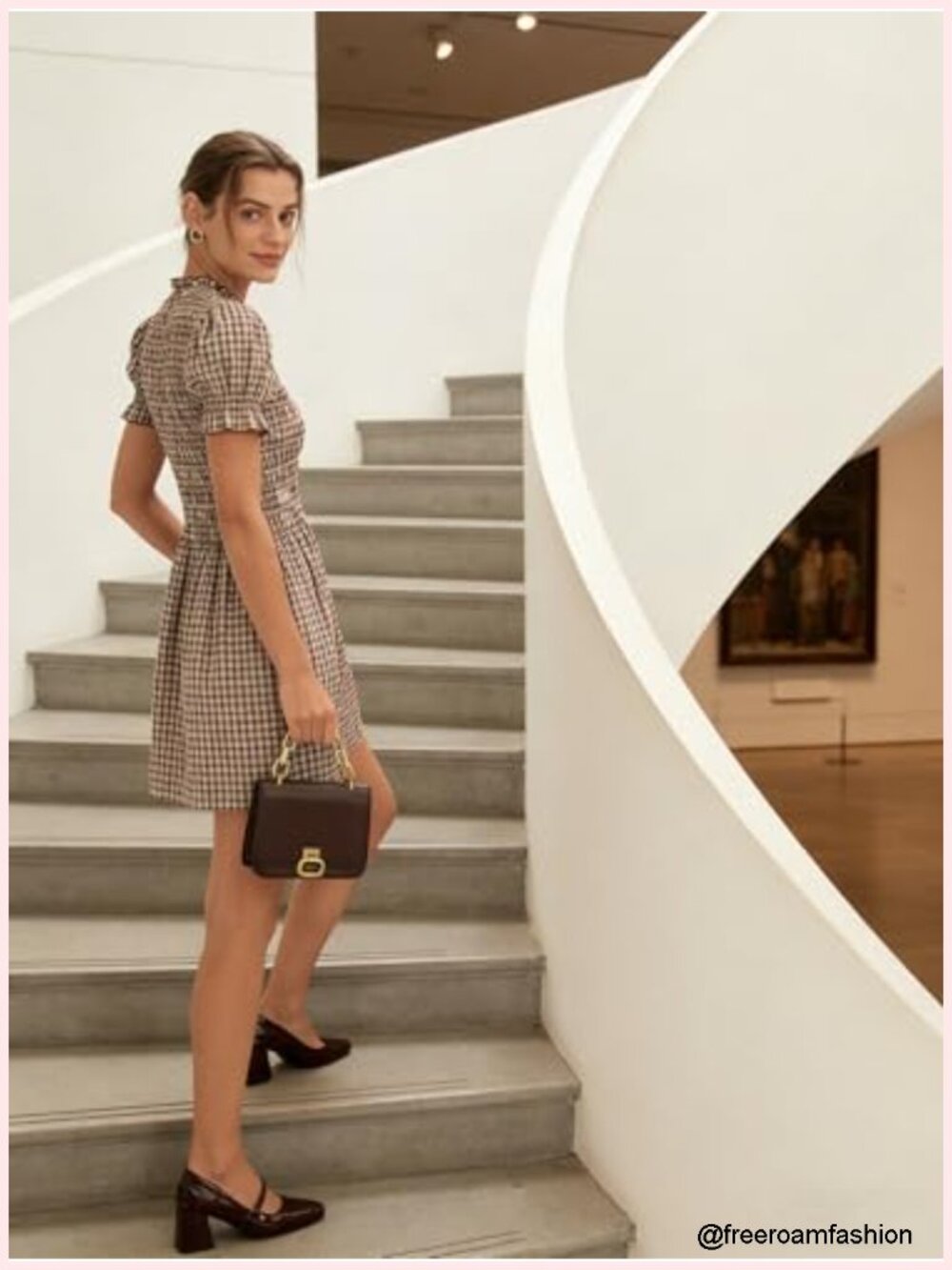 100% Cotton Smocked Midi Dress with Ruffle Puff Sleeves, Casual & Versatile - Picture 5 of 6
